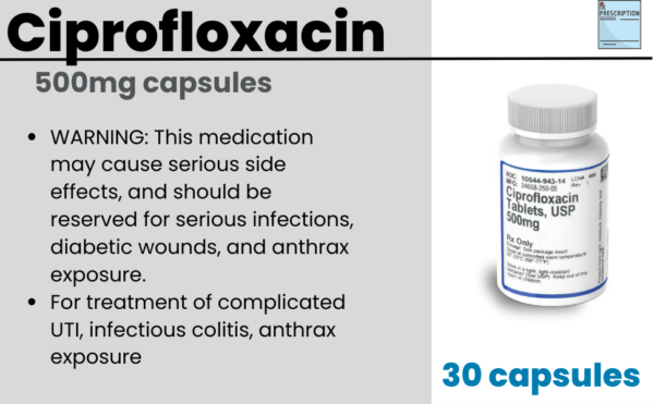 Ciprofloxacin 500mg, 30 capsules (ADD-ON)